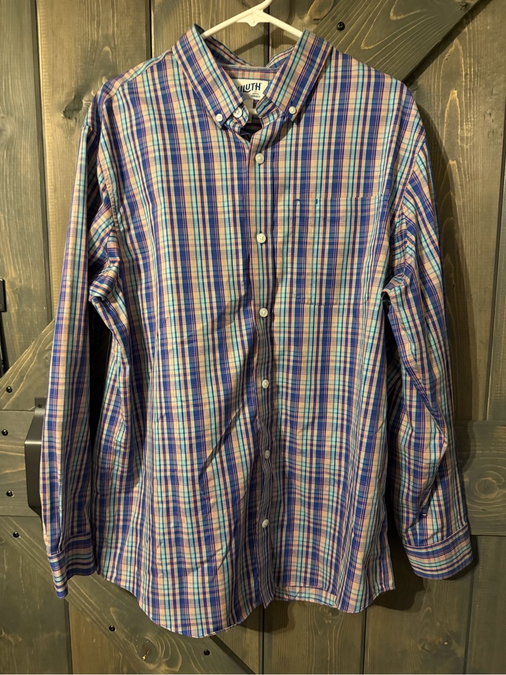 Duluth Trading Shirt Mens Loud Plaid Short Sleeve Button Down Relaxed Fit Large